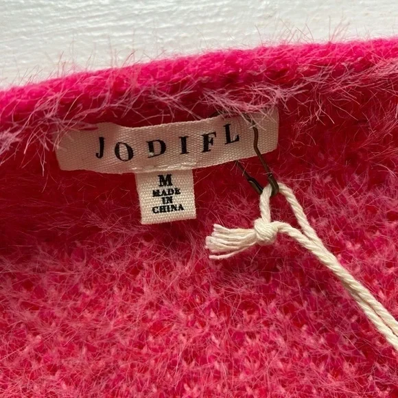 Jodifl Red and Pink Fuzzy Southwest Bohemian Open Front Cardigan NWT - Picture 6 of 16